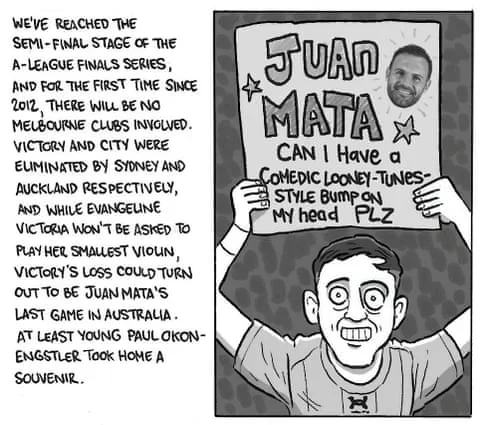 David Squires cartoon on semi-finals preview, panel 1