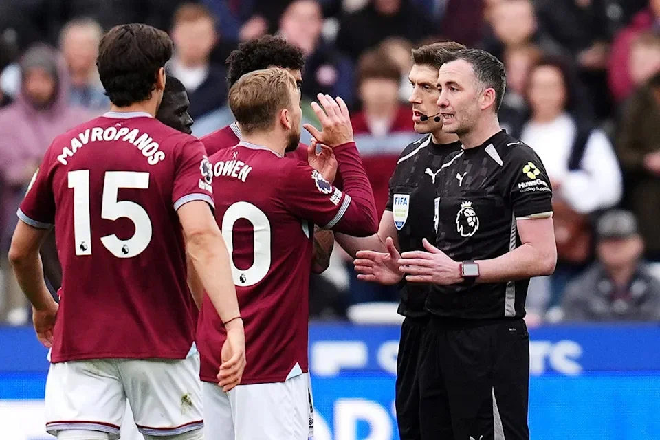 West Ham were furious that the goal was disallowed (PA)